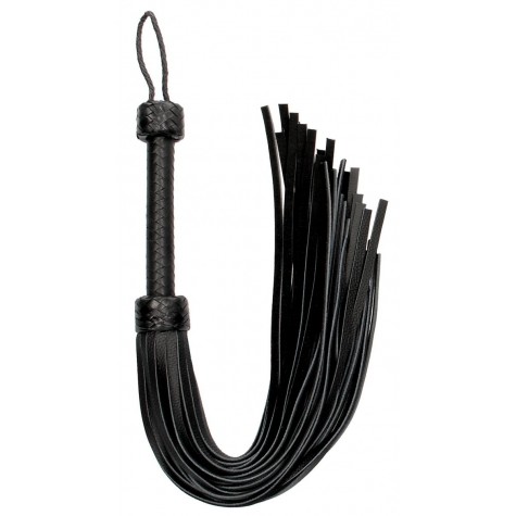 Черная многохвостая гладкая плеть Heavy Leather Tail Flogger - 76 см.