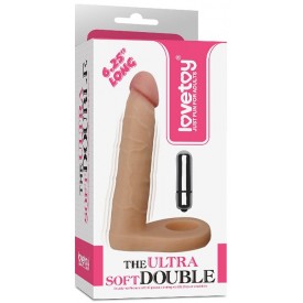 Телесная вибронасадка для двойного проникновения The Ultra Soft Double-Vibrating - 15,8 см.