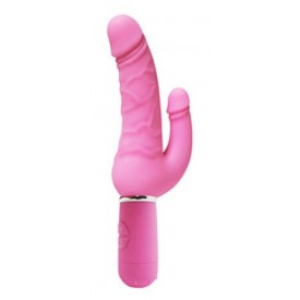 Розовый вибратор Levina Double Penis - 21,5 см.