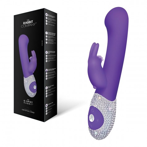 Фиолетовый вибромассажёр The G-spot Rabbit с украшенной стразами рукоятью - 22 см.